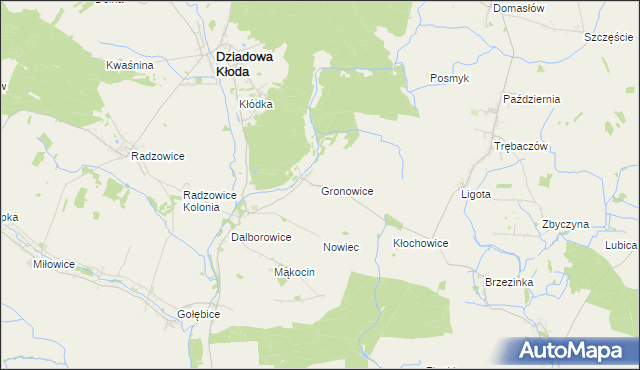 mapa Gronowice gmina Dziadowa Kłoda, Gronowice gmina Dziadowa Kłoda na mapie Targeo