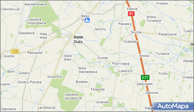 mapa Grotów gmina Belsk Duży, Grotów gmina Belsk Duży na mapie Targeo