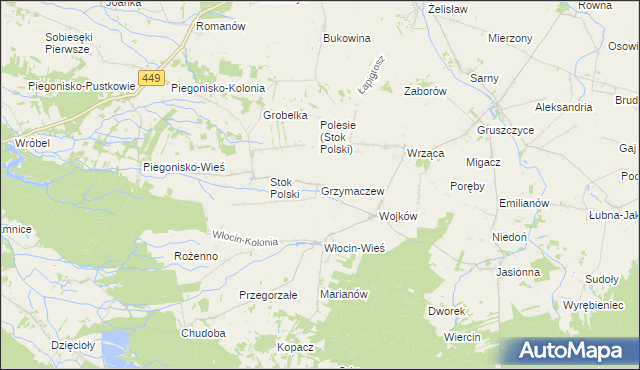 mapa Grzymaczew, Grzymaczew na mapie Targeo