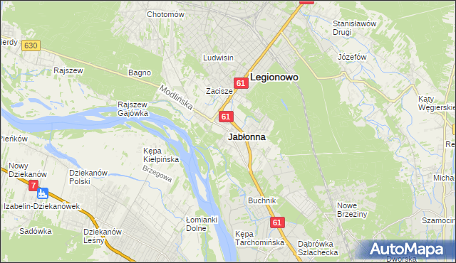 mapa Jabłonna powiat legionowski, Jabłonna powiat legionowski na mapie Targeo