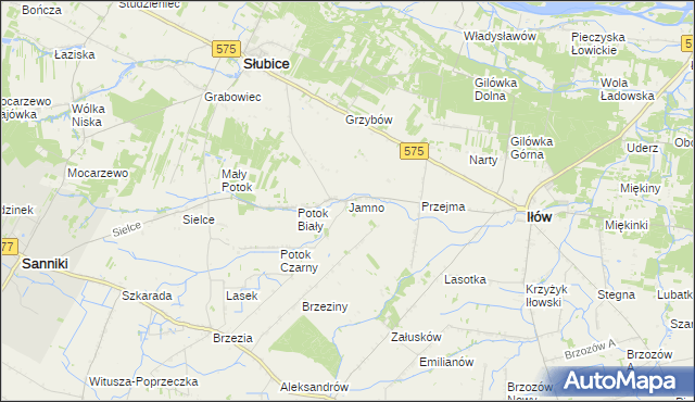 mapa Jamno gmina Słubice, Jamno gmina Słubice na mapie Targeo