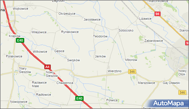 mapa Janków gmina Domaniów, Janków gmina Domaniów na mapie Targeo