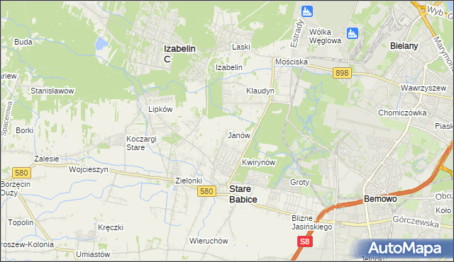 mapa Janów gmina Stare Babice, Janów gmina Stare Babice na mapie Targeo