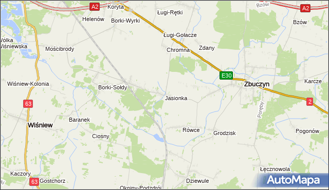 mapa Jasionka gmina Zbuczyn, Jasionka gmina Zbuczyn na mapie Targeo