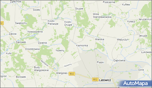 mapa Kamionka gmina Latowicz, Kamionka gmina Latowicz na mapie Targeo