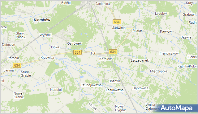 mapa Karolew gmina Klembów, Karolew gmina Klembów na mapie Targeo
