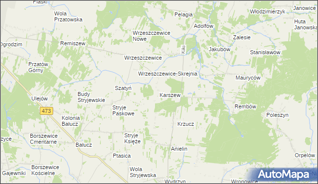 mapa Karszew gmina Łask, Karszew gmina Łask na mapie Targeo