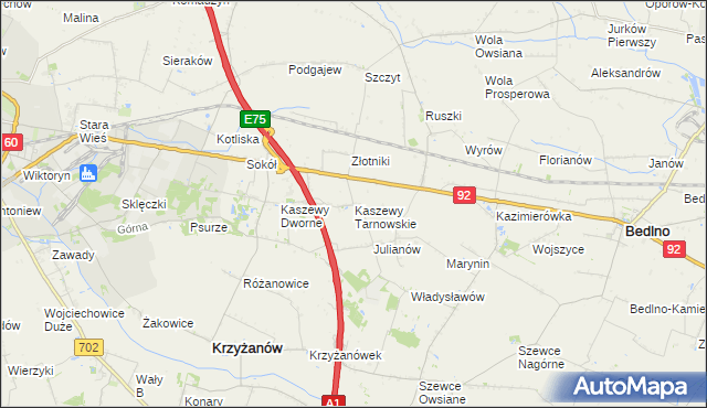 mapa Kaszewy Tarnowskie, Kaszewy Tarnowskie na mapie Targeo