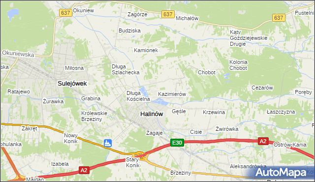 mapa Kazimierów gmina Halinów, Kazimierów gmina Halinów na mapie Targeo