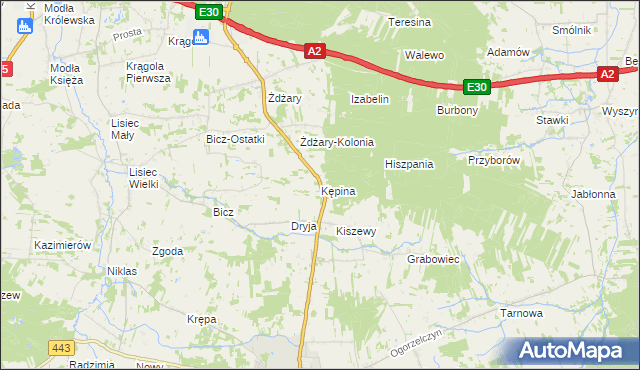 mapa Kępina gmina Tuliszków, Kępina gmina Tuliszków na mapie Targeo