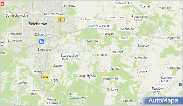 mapa Kielchinów, Kielchinów na mapie Targeo