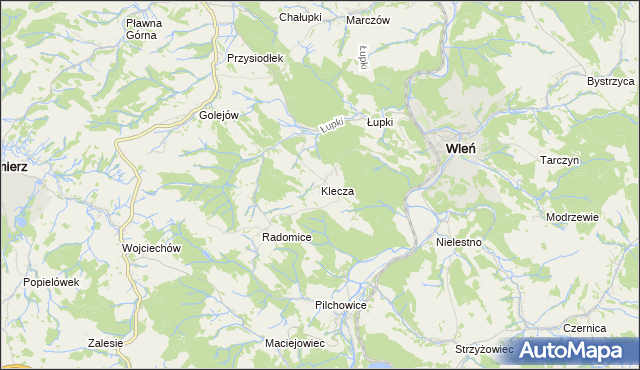 mapa Klecza, Klecza na mapie Targeo