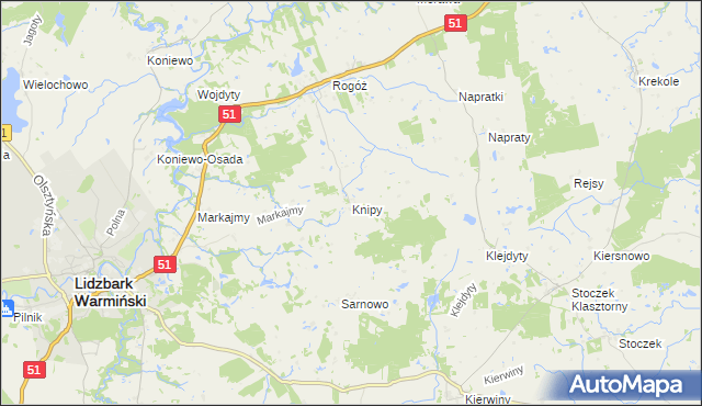 mapa Knipy, Knipy na mapie Targeo