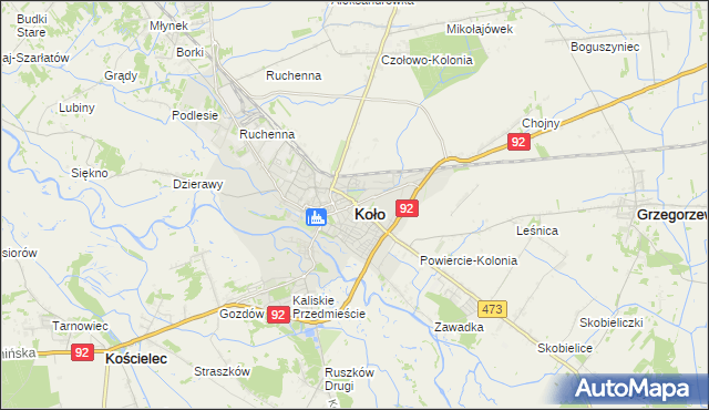 mapa Koło, Koło na mapie Targeo