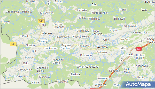 mapa Koniaków, Koniaków na mapie Targeo