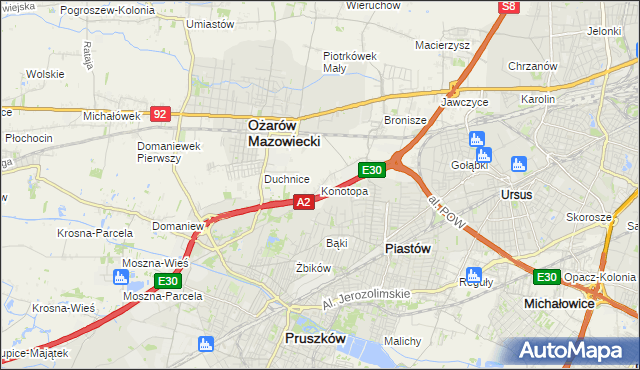 mapa Konotopa gmina Ożarów Mazowiecki, Konotopa gmina Ożarów Mazowiecki na mapie Targeo