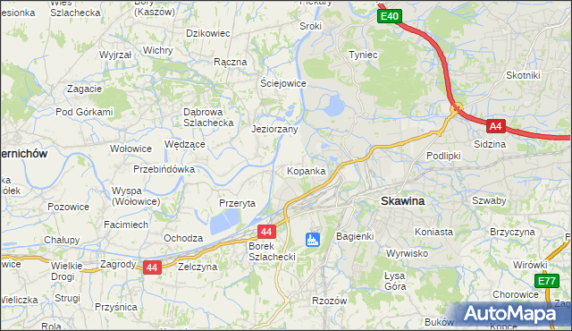 mapa Kopanka gmina Skawina, Kopanka gmina Skawina na mapie Targeo