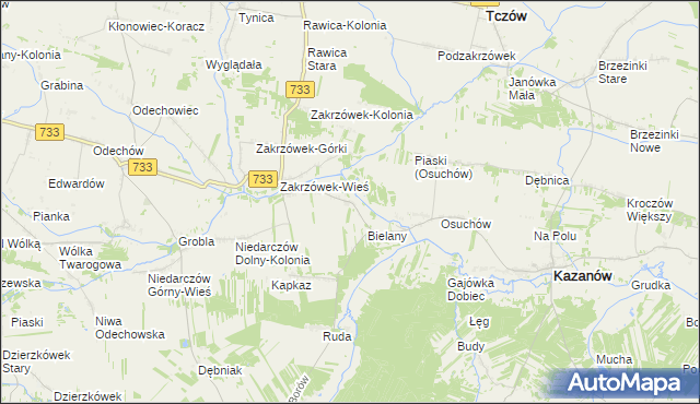 mapa Kopiec gmina Kazanów, Kopiec gmina Kazanów na mapie Targeo