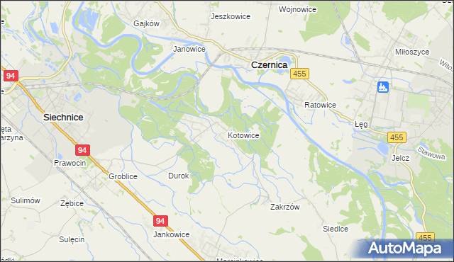 mapa Kotowice gmina Siechnice, Kotowice gmina Siechnice na mapie Targeo