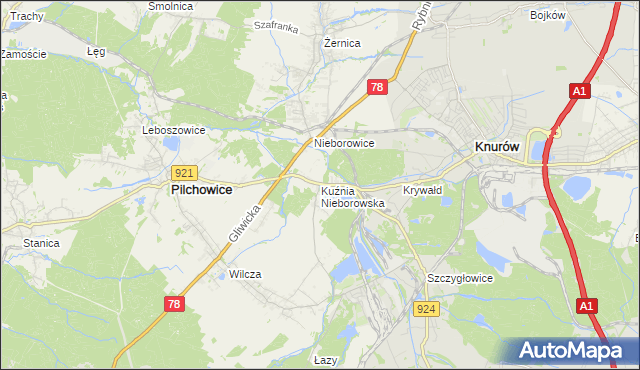 mapa Kuźnia Nieborowska, Kuźnia Nieborowska na mapie Targeo