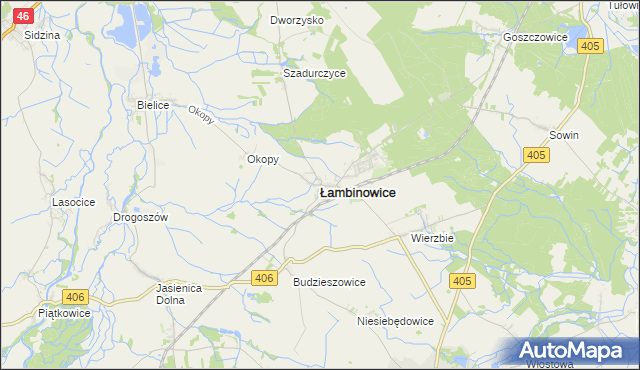 mapa Łambinowice, Łambinowice na mapie Targeo