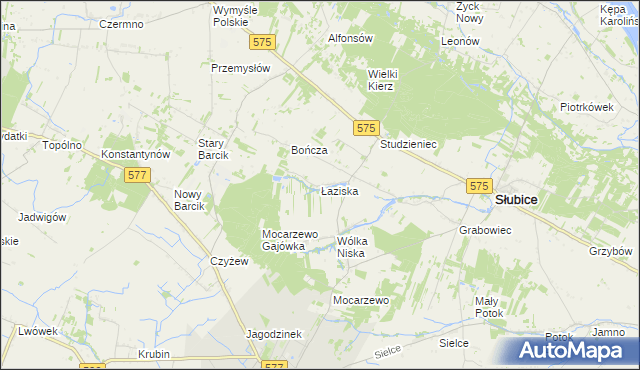 mapa Łaziska gmina Słubice, Łaziska gmina Słubice na mapie Targeo