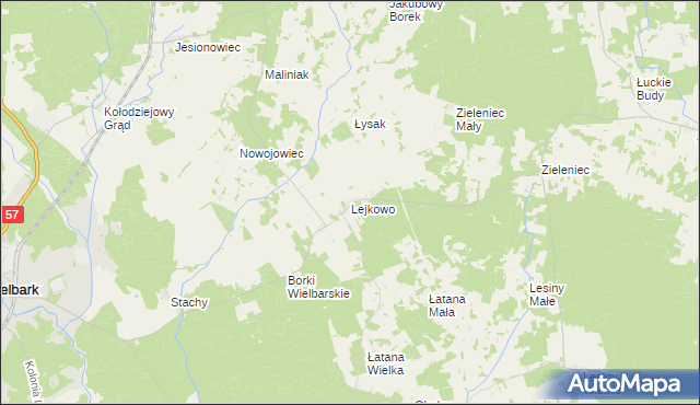 mapa Lejkowo gmina Wielbark, Lejkowo gmina Wielbark na mapie Targeo