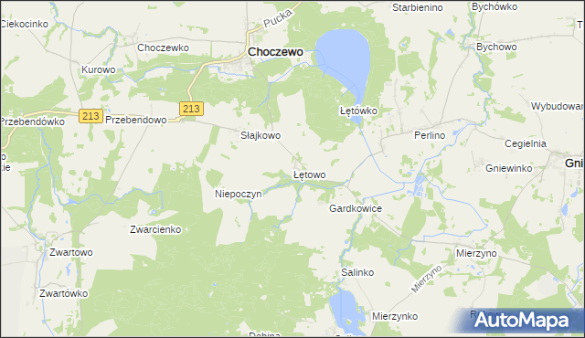 mapa Łętowo gmina Choczewo, Łętowo gmina Choczewo na mapie Targeo