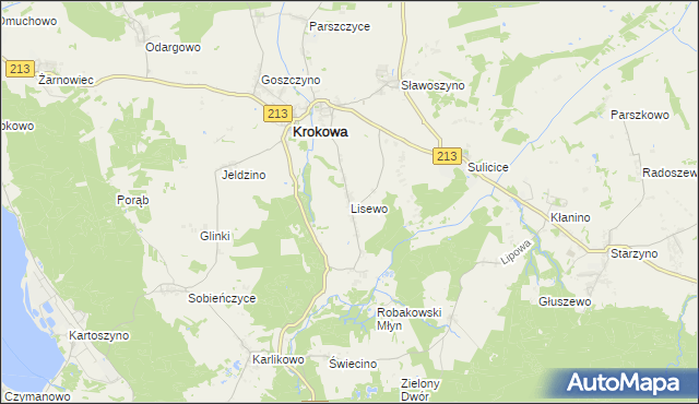 mapa Lisewo gmina Krokowa, Lisewo gmina Krokowa na mapie Targeo
