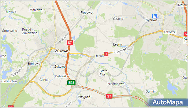 mapa Lniska, Lniska na mapie Targeo