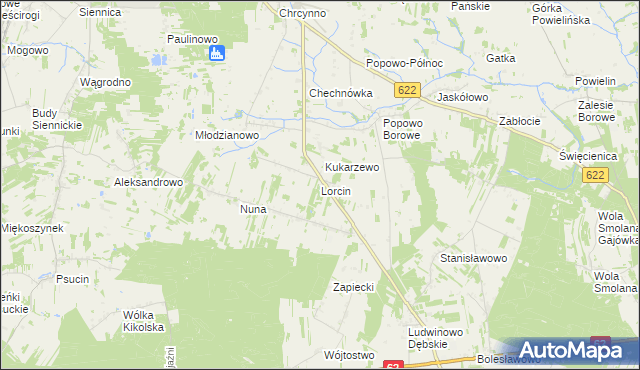mapa Lorcin gmina Nasielsk, Lorcin gmina Nasielsk na mapie Targeo