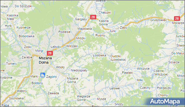 mapa Łostówka, Łostówka na mapie Targeo