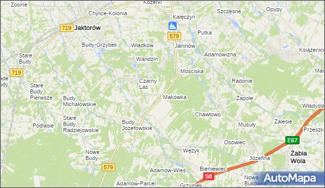 mapa Makówka gmina Grodzisk Mazowiecki, Makówka gmina Grodzisk Mazowiecki na mapie Targeo