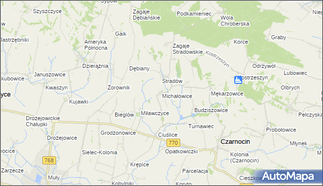 mapa Michałowice gmina Czarnocin, Michałowice gmina Czarnocin na mapie Targeo
