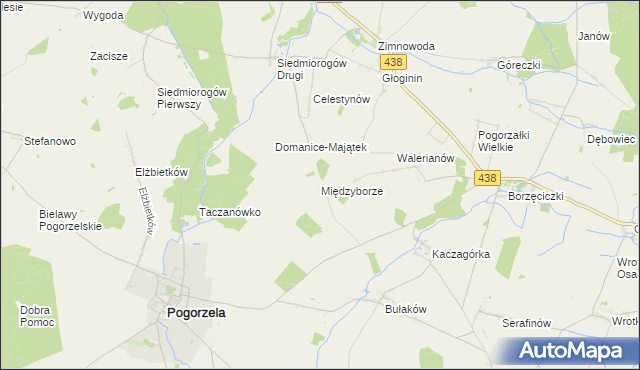 mapa Międzyborze gmina Pogorzela, Międzyborze gmina Pogorzela na mapie Targeo