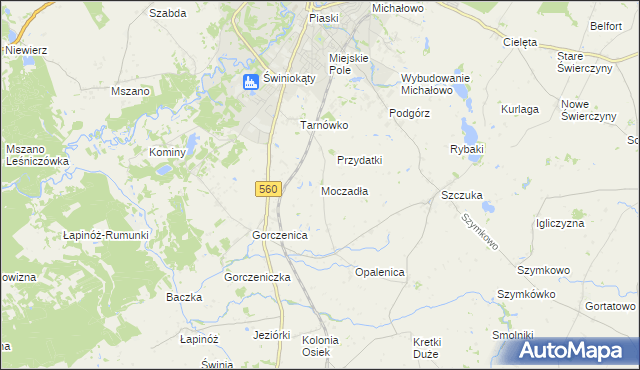 mapa Moczadła gmina Brodnica, Moczadła gmina Brodnica na mapie Targeo