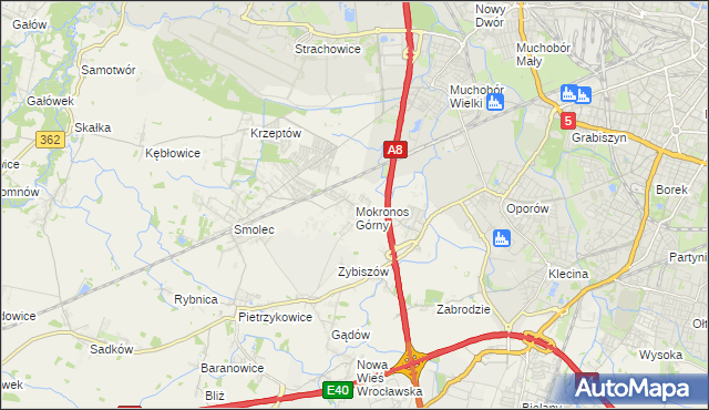mapa Mokronos Górny, Mokronos Górny na mapie Targeo