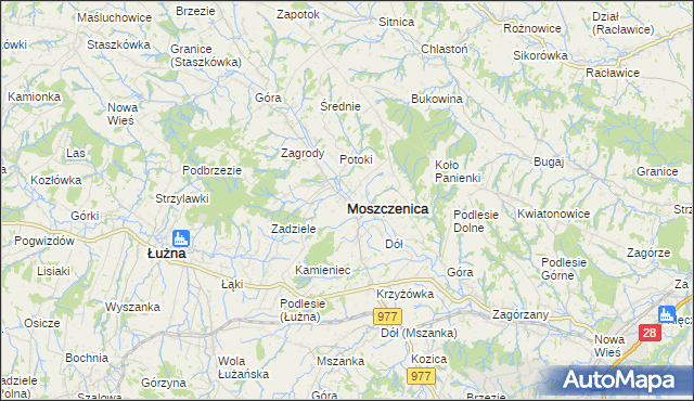 mapa Moszczenica powiat gorlicki, Moszczenica powiat gorlicki na mapie Targeo