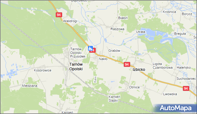 mapa Nakło gmina Tarnów Opolski, Nakło gmina Tarnów Opolski na mapie Targeo