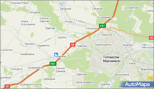 mapa Niebrów, Niebrów na mapie Targeo