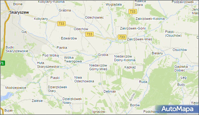 mapa Niedarczów Górny-Kolonia, Niedarczów Górny-Kolonia na mapie Targeo