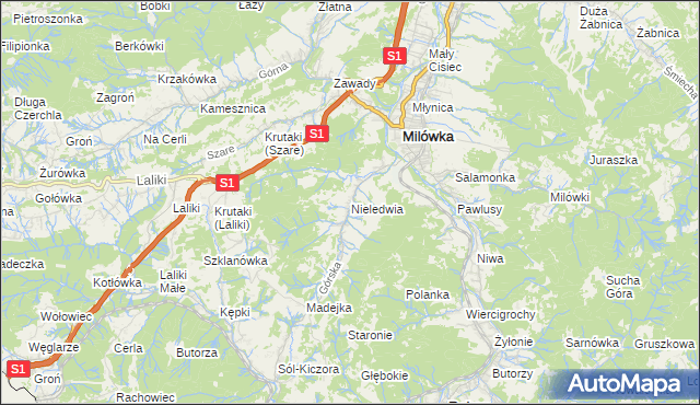 mapa Nieledwia, Nieledwia na mapie Targeo