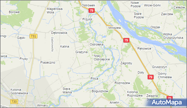 mapa Niwy Ostrołęckie, Niwy Ostrołęckie na mapie Targeo