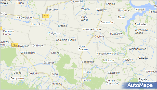 mapa Nowy Bostów, Nowy Bostów na mapie Targeo
