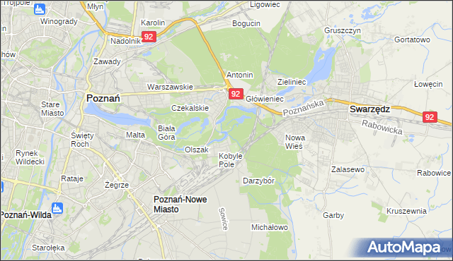 mapa Nowy Młyn gmina Poznań, Nowy Młyn gmina Poznań na mapie Targeo