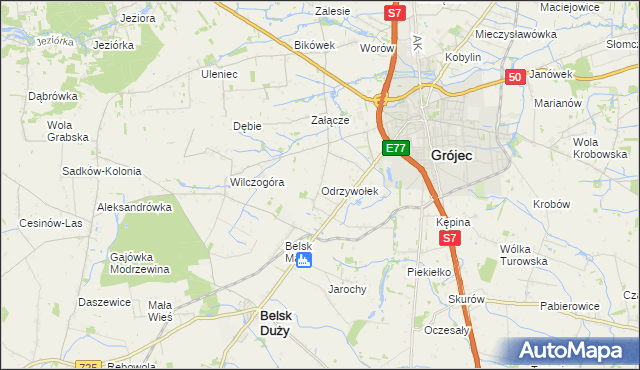 mapa Odrzywołek, Odrzywołek na mapie Targeo