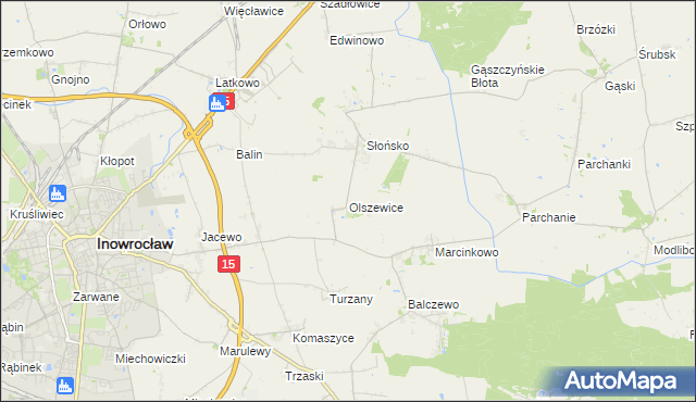 mapa Olszewice gmina Inowrocław, Olszewice gmina Inowrocław na mapie Targeo