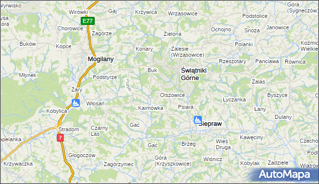 mapa Olszowice, Olszowice na mapie Targeo