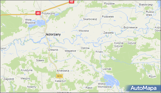 mapa Ostrów gmina Michów, Ostrów gmina Michów na mapie Targeo