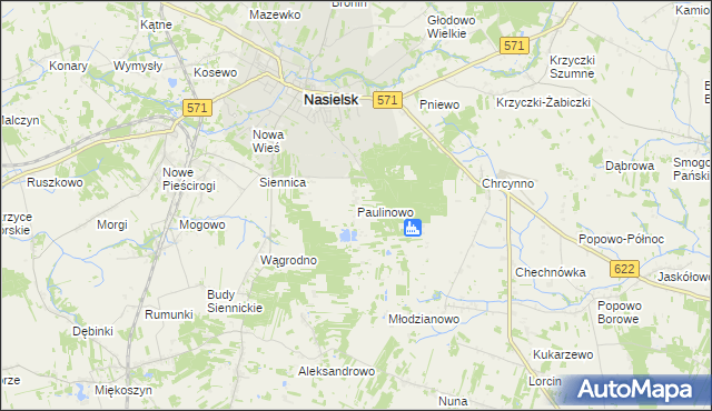 mapa Paulinowo, Paulinowo na mapie Targeo
